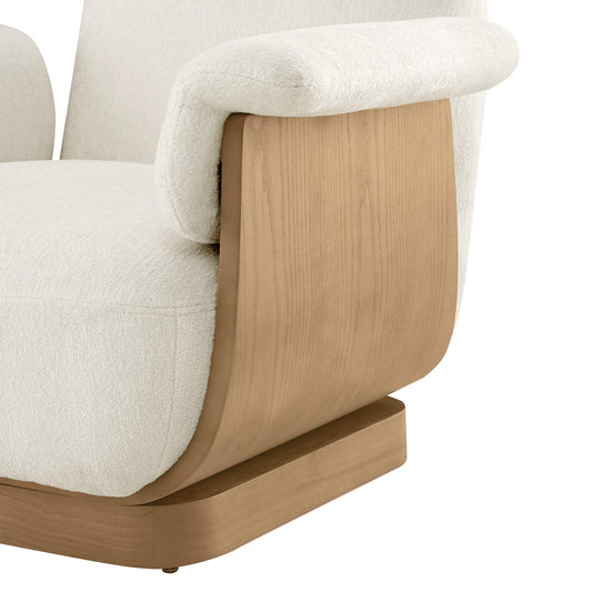 Round Swivel Chair with Storage Ottoman in Aspen Fabric