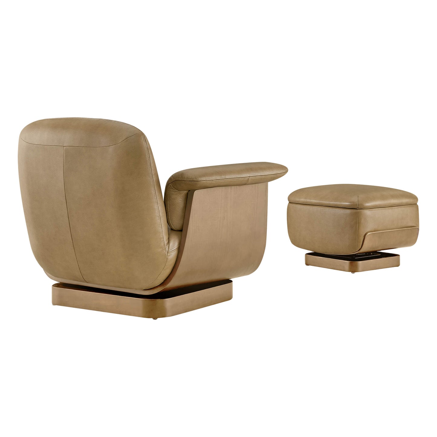 Round Swivel Chair with Storage Ottoman in Aspen Fabric