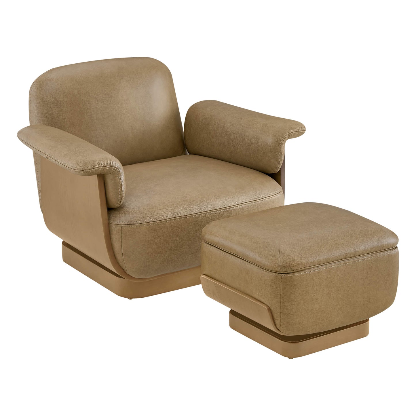 Round Swivel Chair with Storage Ottoman in Aspen Fabric