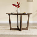 Round Wood Dining Table with Cross-Base Design