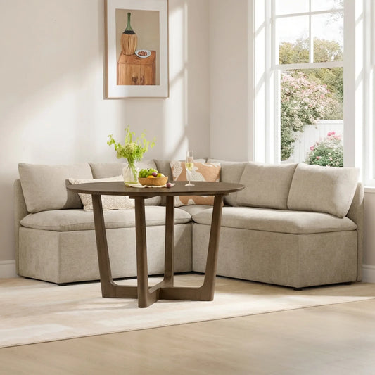 Round Wood Dining Table with Cross-Base Design