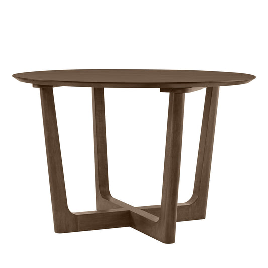 Round Wood Dining Table with Cross-Base Design