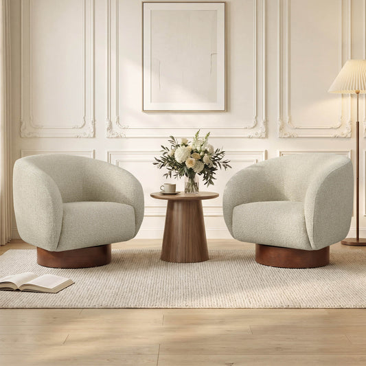 Sculptural Accent Chair in Genuine Leather with Wood Base