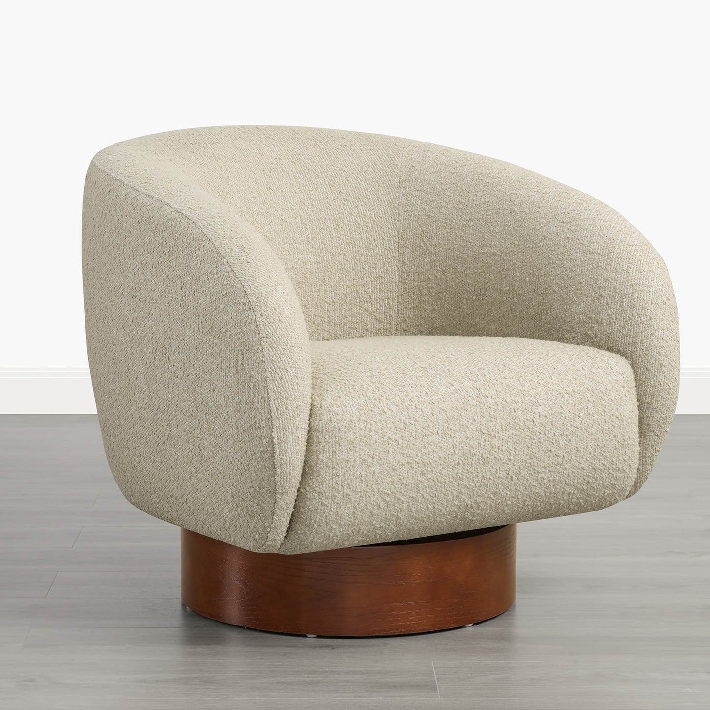 Sculptural Accent Chair in Genuine Leather with Wood Base