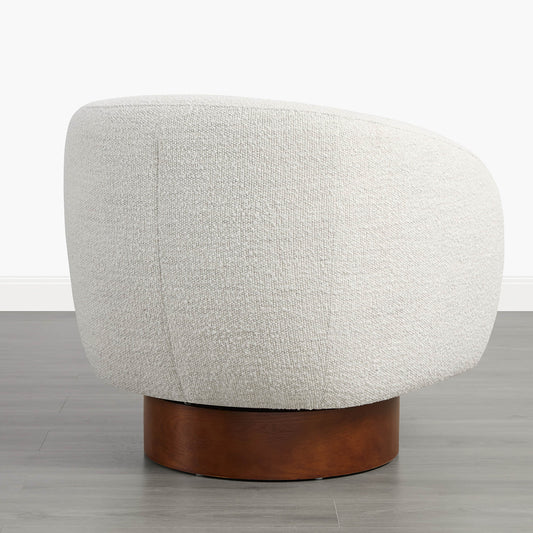 Sculptural Accent Chair in Genuine Leather with Wood Base