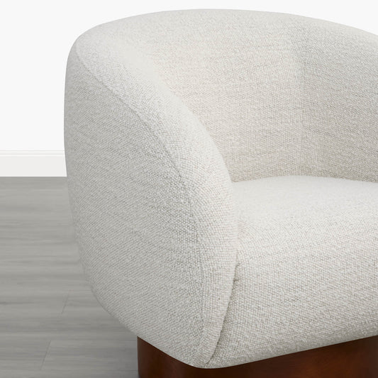 Sculptural Accent Chair in Genuine Leather with Wood Base