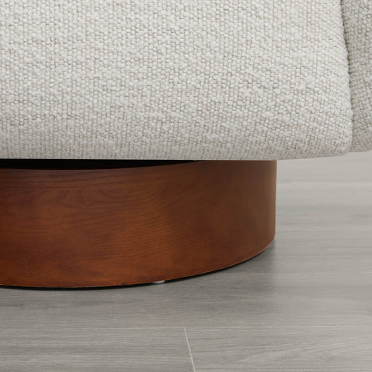 Sculptural Accent Chair in Genuine Leather with Wood Base