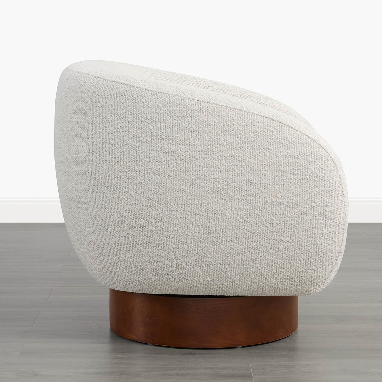 Sculptural Accent Chair in Genuine Leather with Wood Base