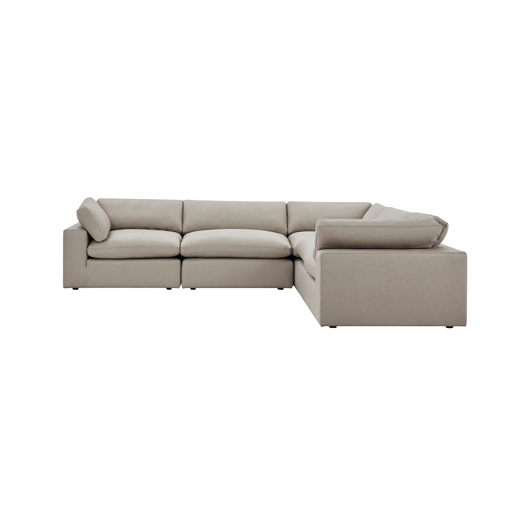 Leather Sectional Sofa in Mocha with Modular Design