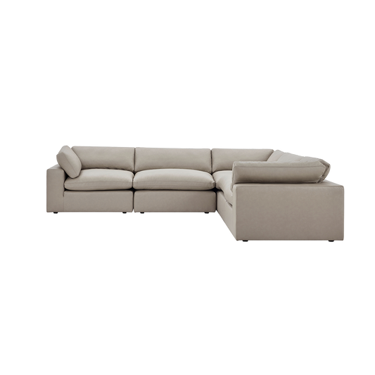 Leather Sectional Sofa in Mocha with Modular Design