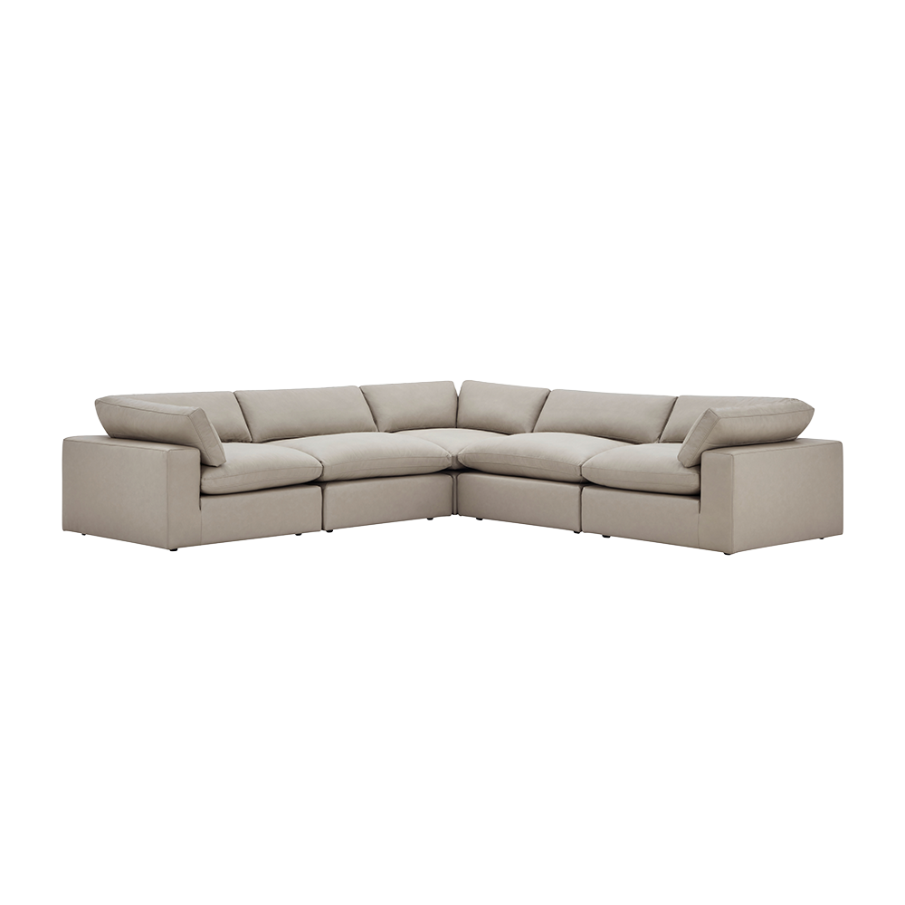 Leather Sectional Sofa in Mocha with Modular Design