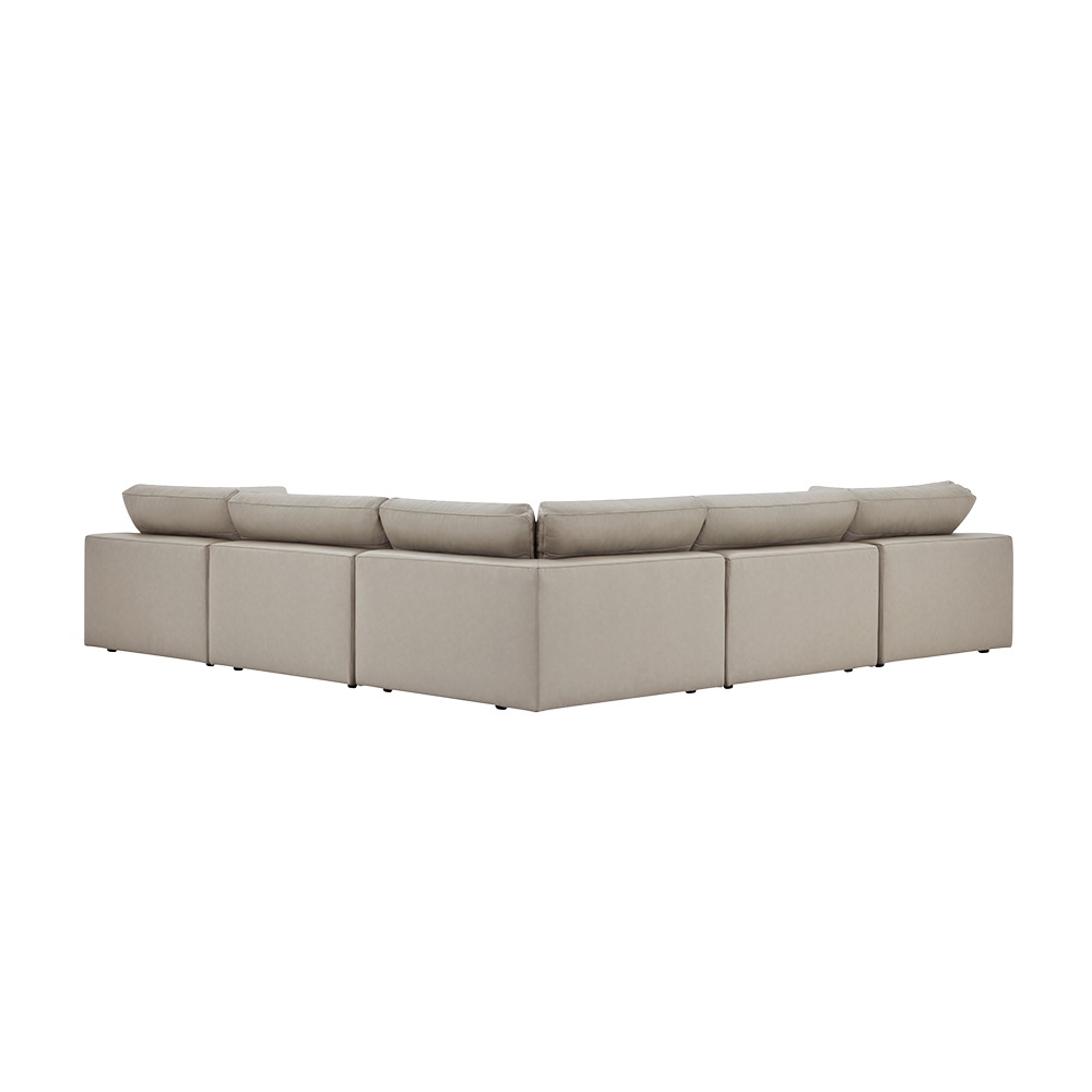Leather Sectional Sofa in Mocha with Modular Design