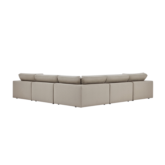 Leather Sectional Sofa with Ottoman in Mocha Finish