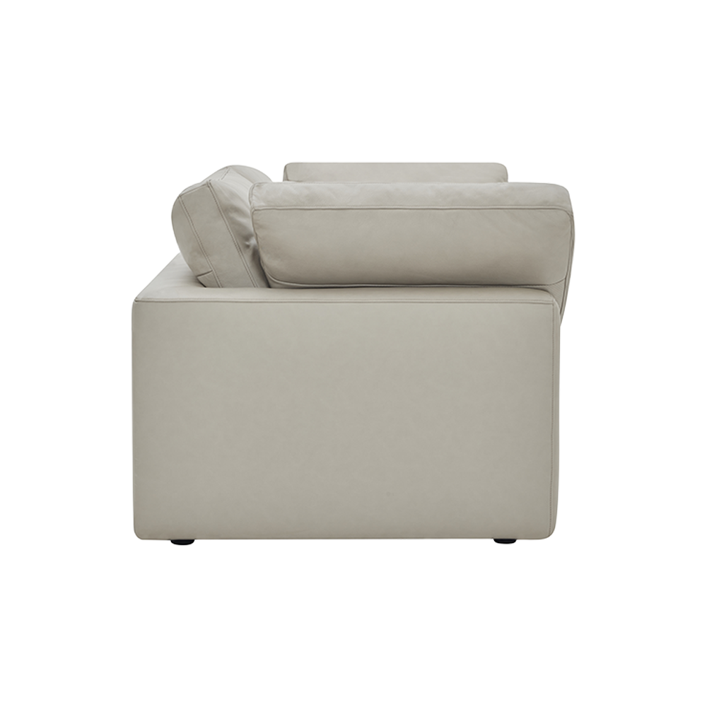 Leather 3 Seater Sofa in Mocha with Tufted Back