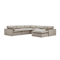 Leather Sectional Sofa with Ottoman in Mocha Finish