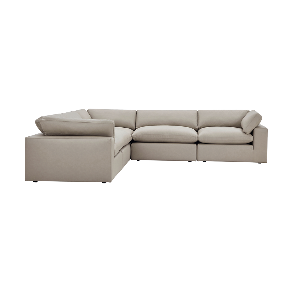 Leather Sectional Sofa in Mocha with Modular Design