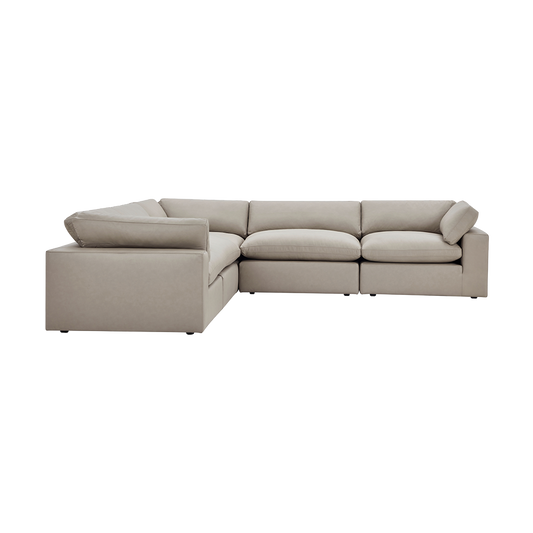 Leather Sectional Sofa in Mocha with Modular Design