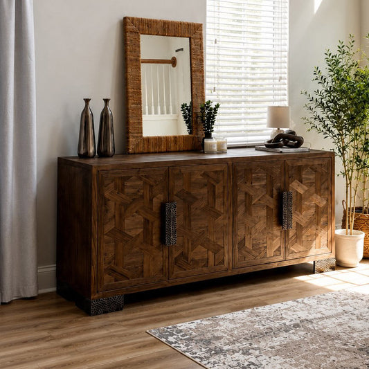 Sideboard in Reclaimed Fir with Metal Handles, 71''