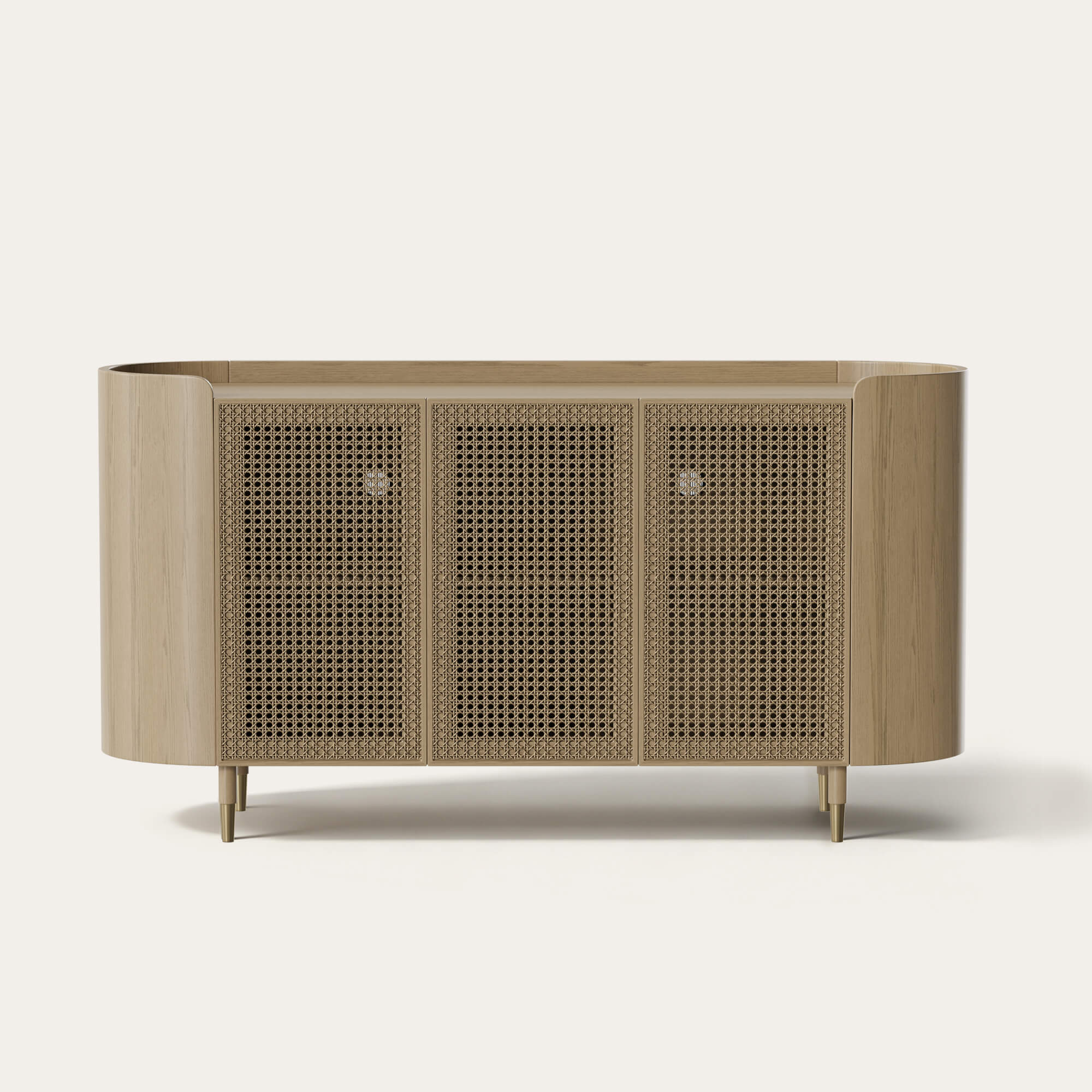 Sideboard in Scandinavian Design with Woven Rattan Accents