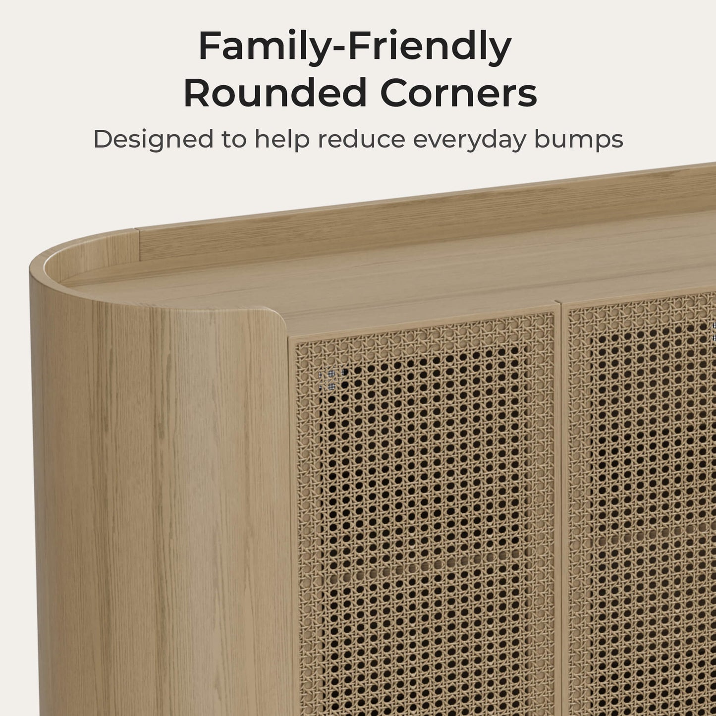 Sideboard in Scandinavian Design with Woven Rattan Accents