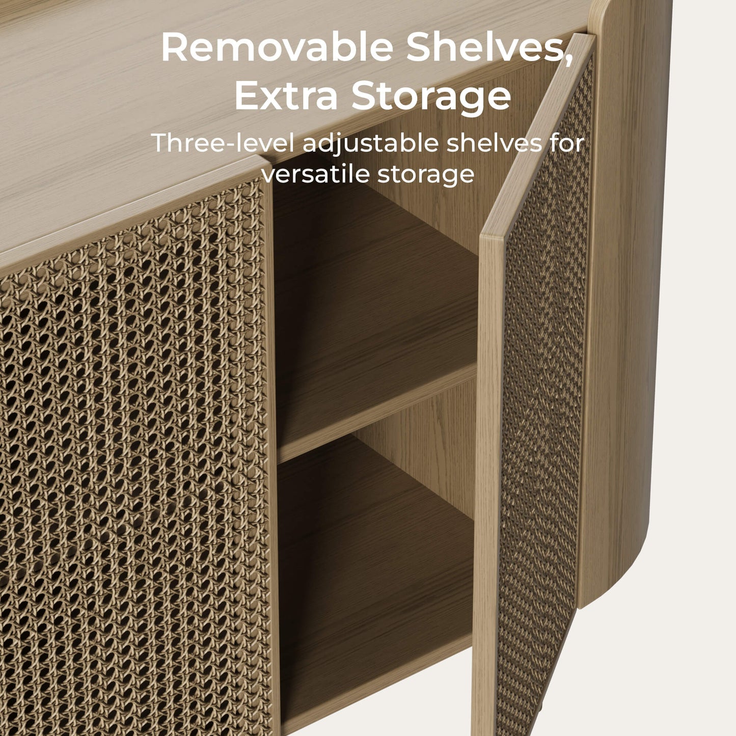 Sideboard in Scandinavian Design with Woven Rattan Accents