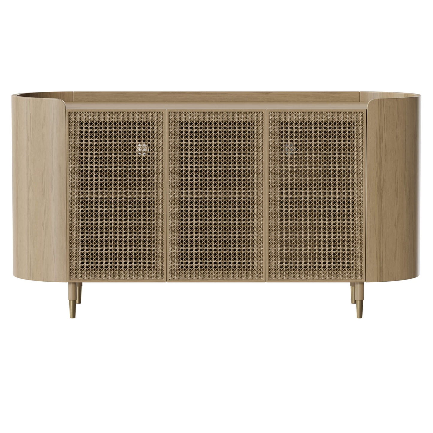 Sideboard in Scandinavian Design with Woven Rattan Accents