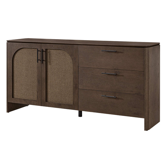 Sideboard in Vintage Wood with 3 Drawers, 63" Long