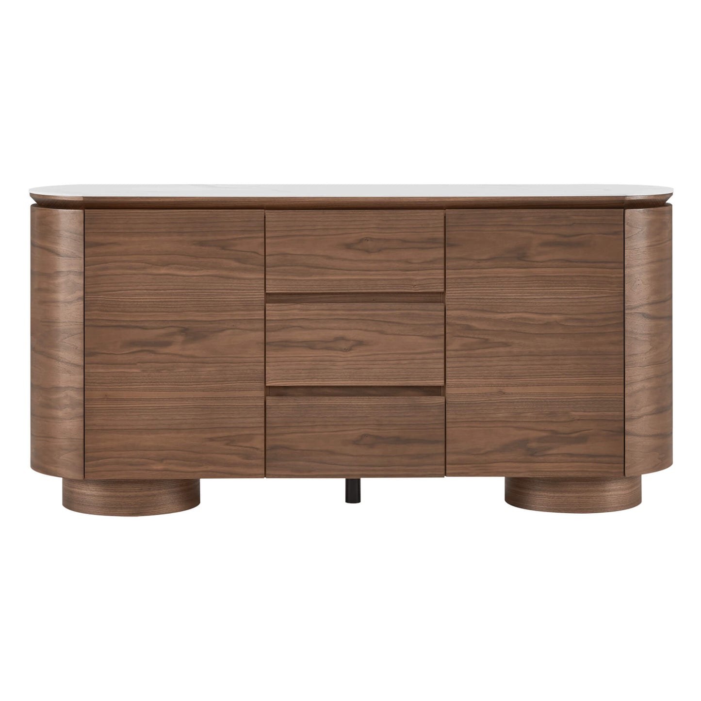 Sideboard in Walnut with Cylindrical Base, 63 Inches