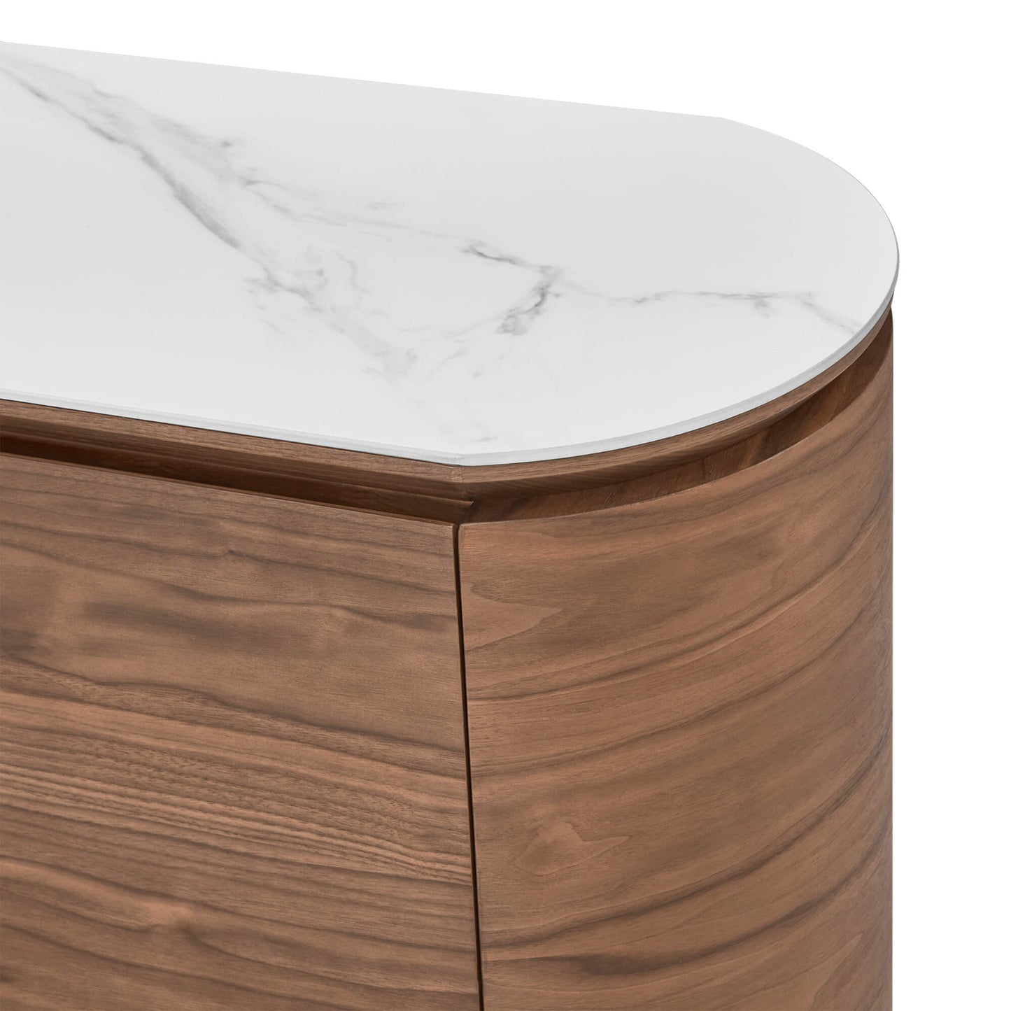 Sideboard in Walnut with Cylindrical Base, 63 Inches