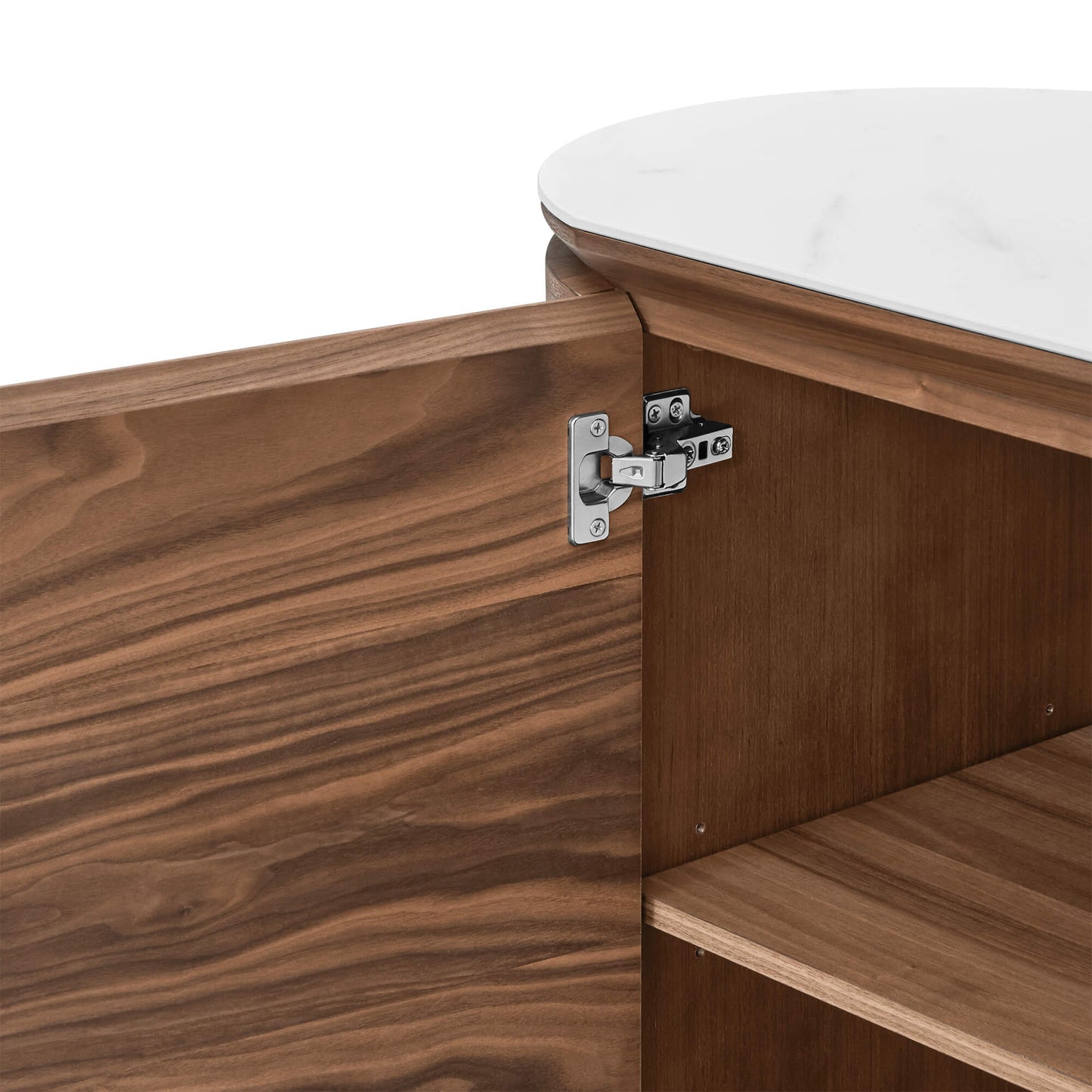 Sideboard in Walnut with Cylindrical Base, 63 Inches