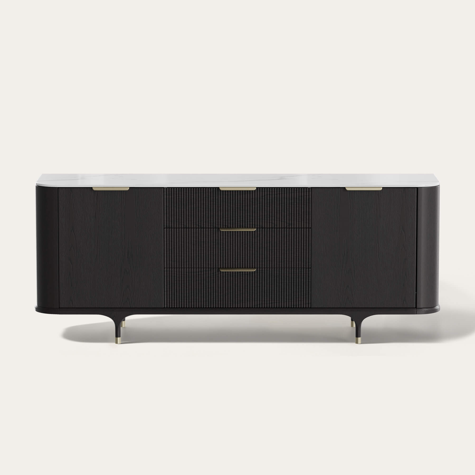 Sideboard with Sintered Stone Top and Oak Finish