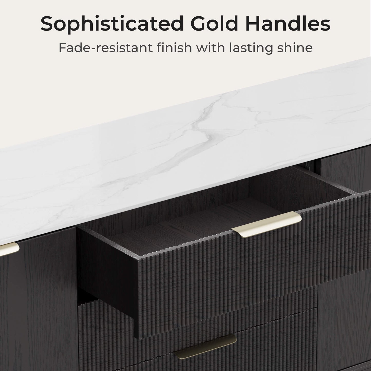 Sideboard with Sintered Stone Top and Oak Finish