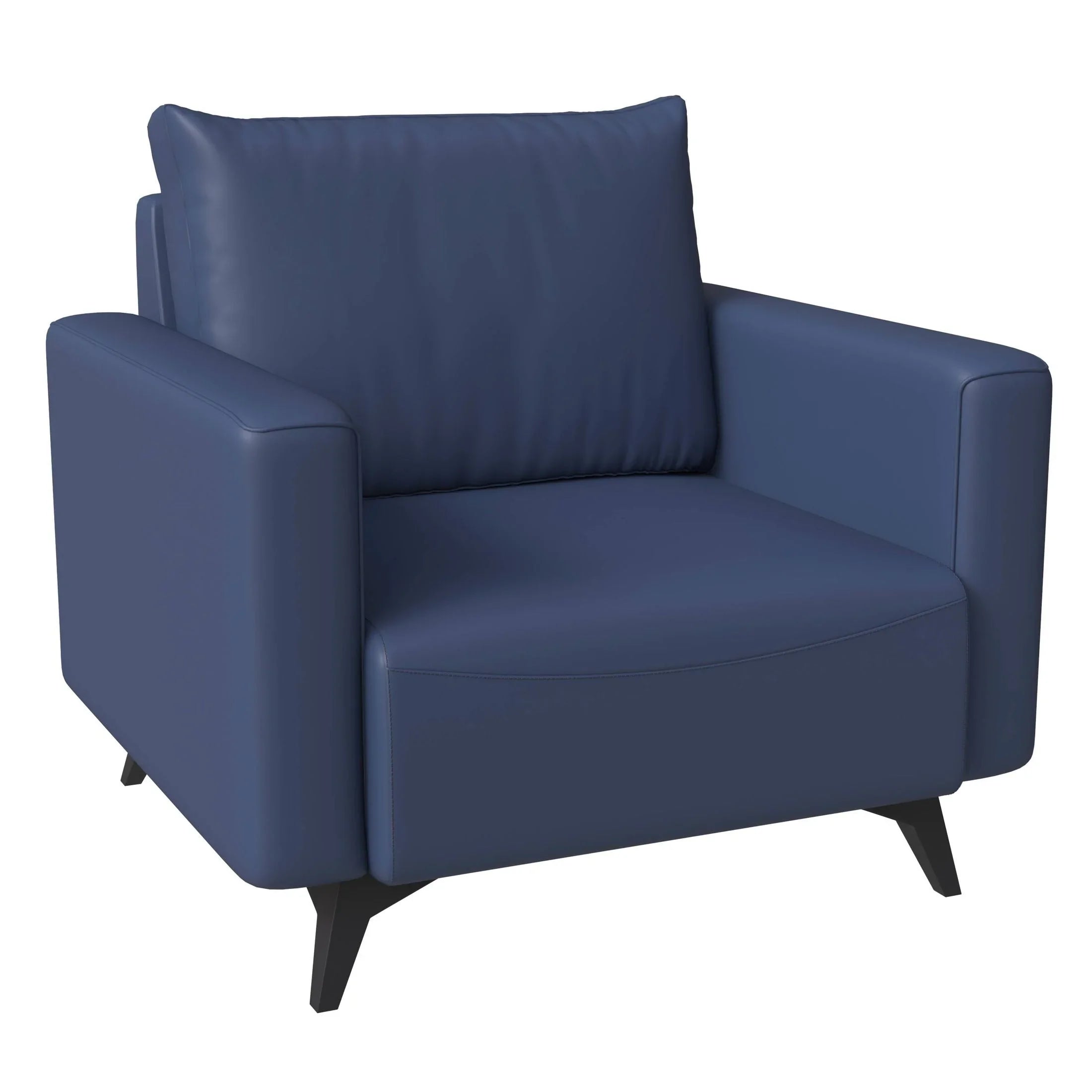 Single-Seater Leather Sofa with Removable Cushions and Steel Legs