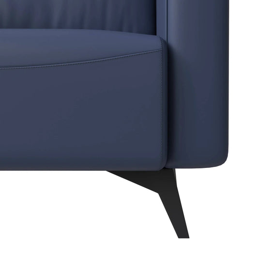 Single-Seater Leather Sofa with Removable Cushions and Steel Legs