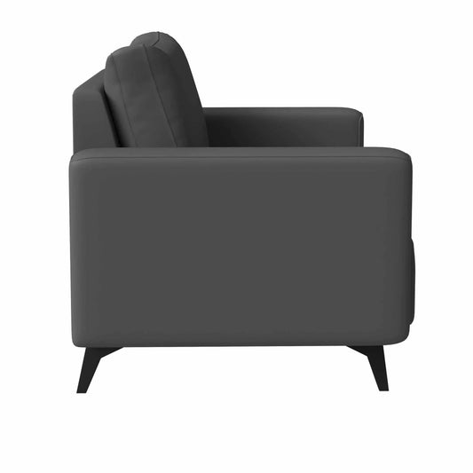Single-Seater Leather Sofa with Removable Cushions and Steel Legs