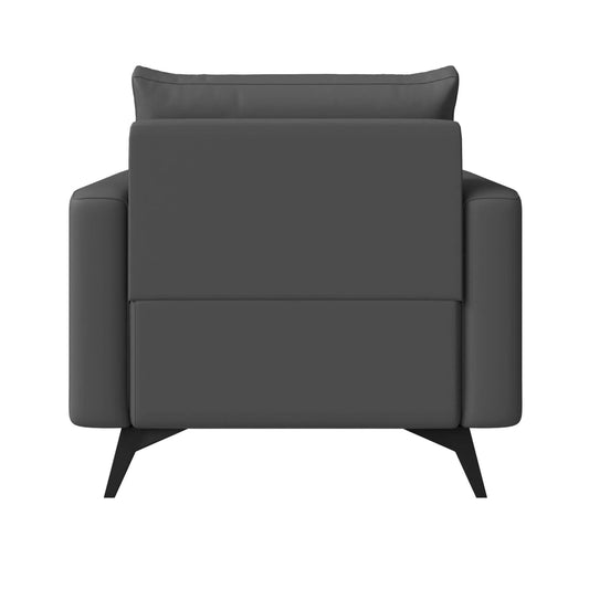 Single-Seater Leather Sofa with Removable Cushions and Steel Legs