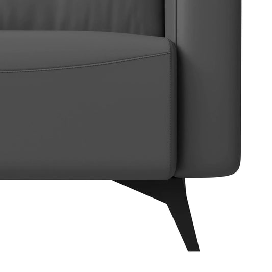 Single-Seater Leather Sofa with Removable Cushions and Steel Legs
