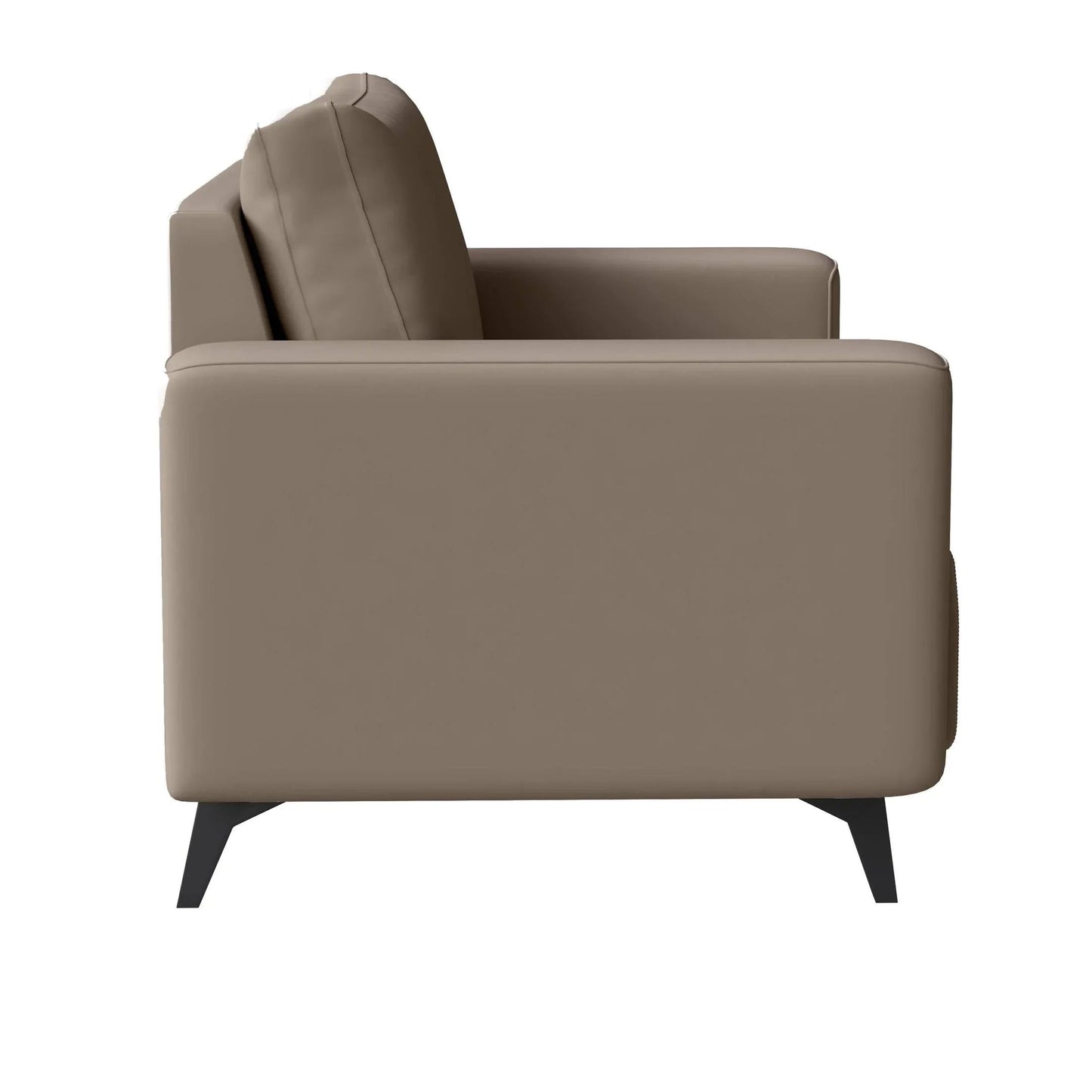 Single-Seater Leather Sofa with Removable Cushions and Steel Legs