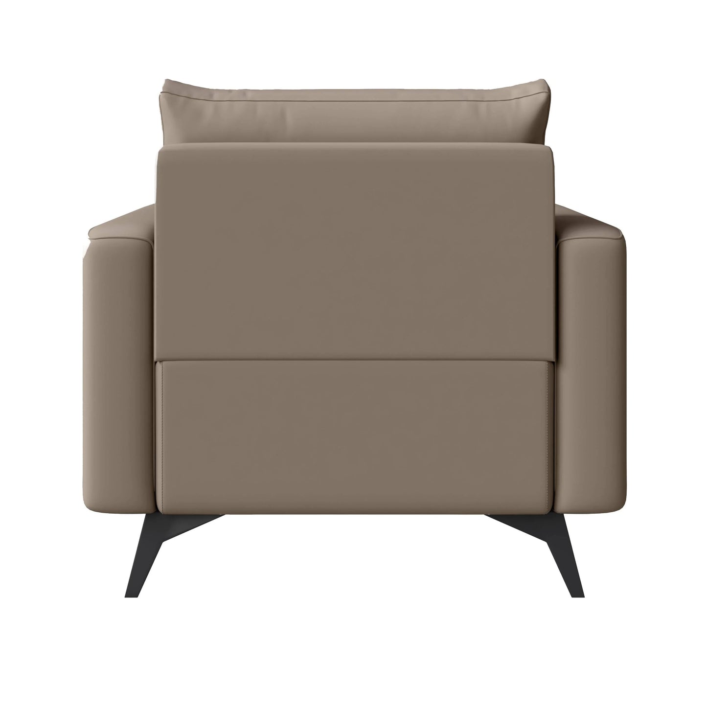 Single-Seater Leather Sofa with Removable Cushions and Steel Legs