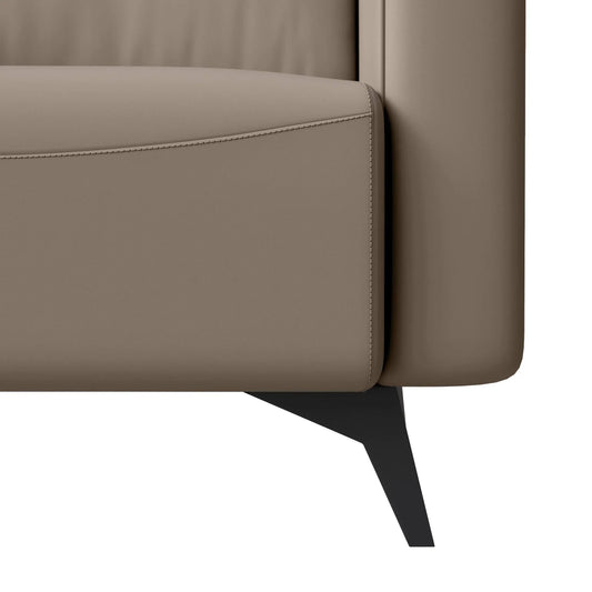 Single-Seater Leather Sofa with Removable Cushions and Steel Legs