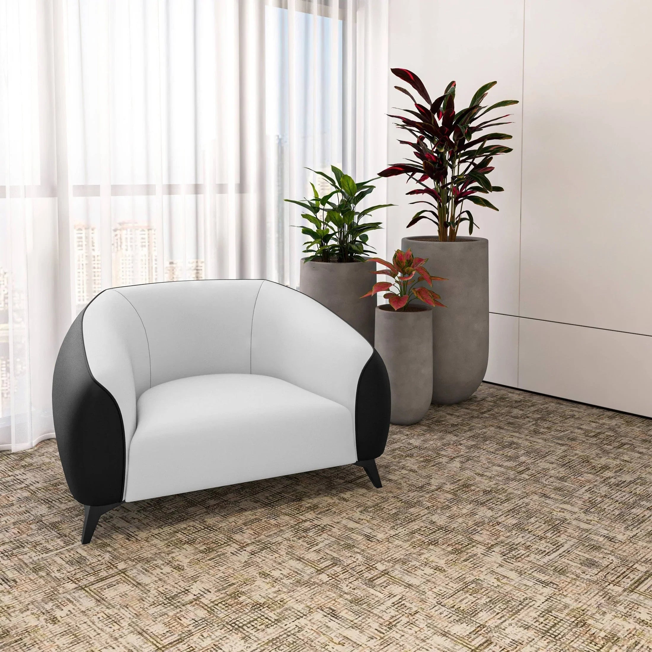 Single-Seater Leather Sofa with Stainless Steel Legs