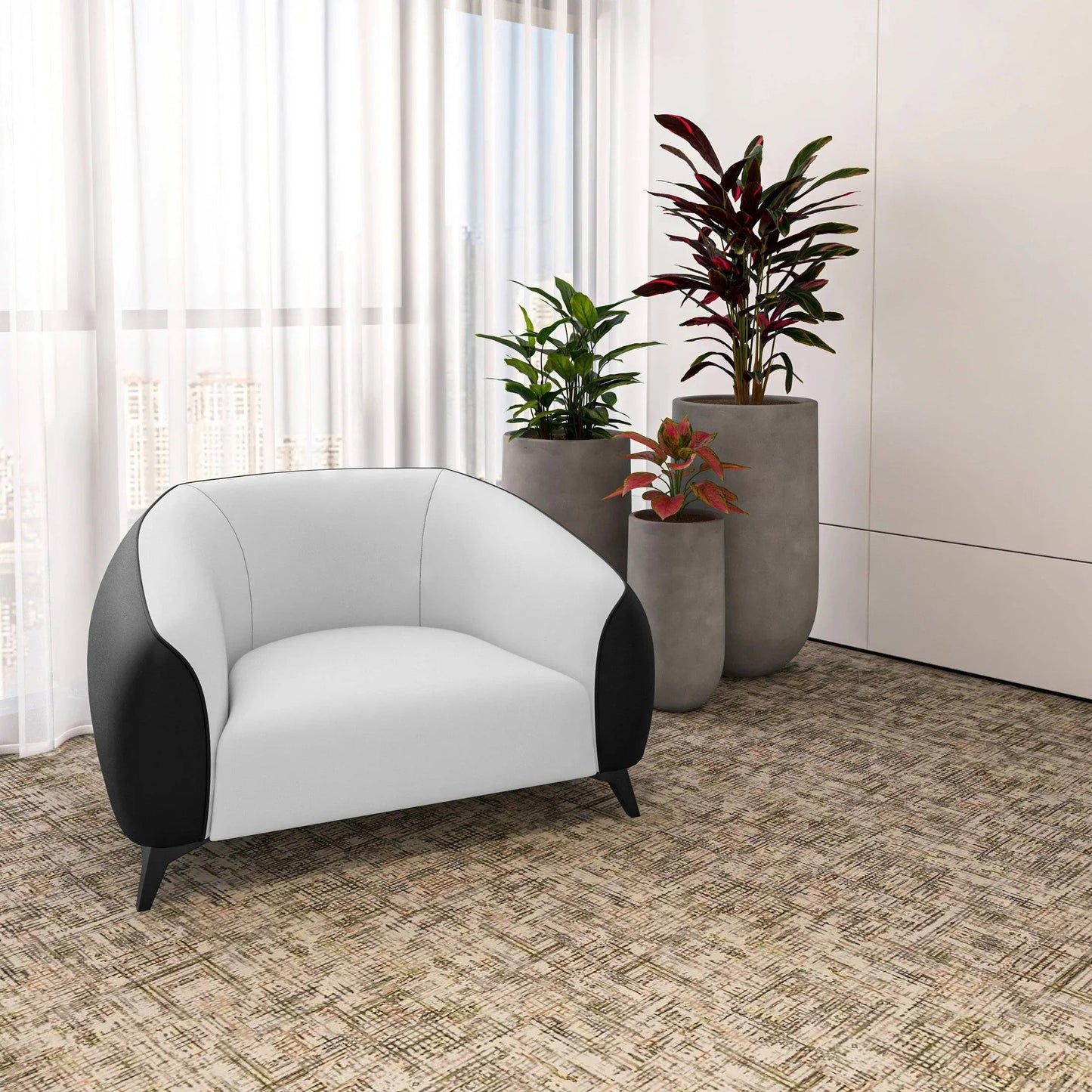 Single-Seater Leather Sofa with Stainless Steel Legs