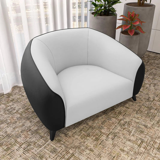 Single-Seater Leather Sofa with Stainless Steel Legs