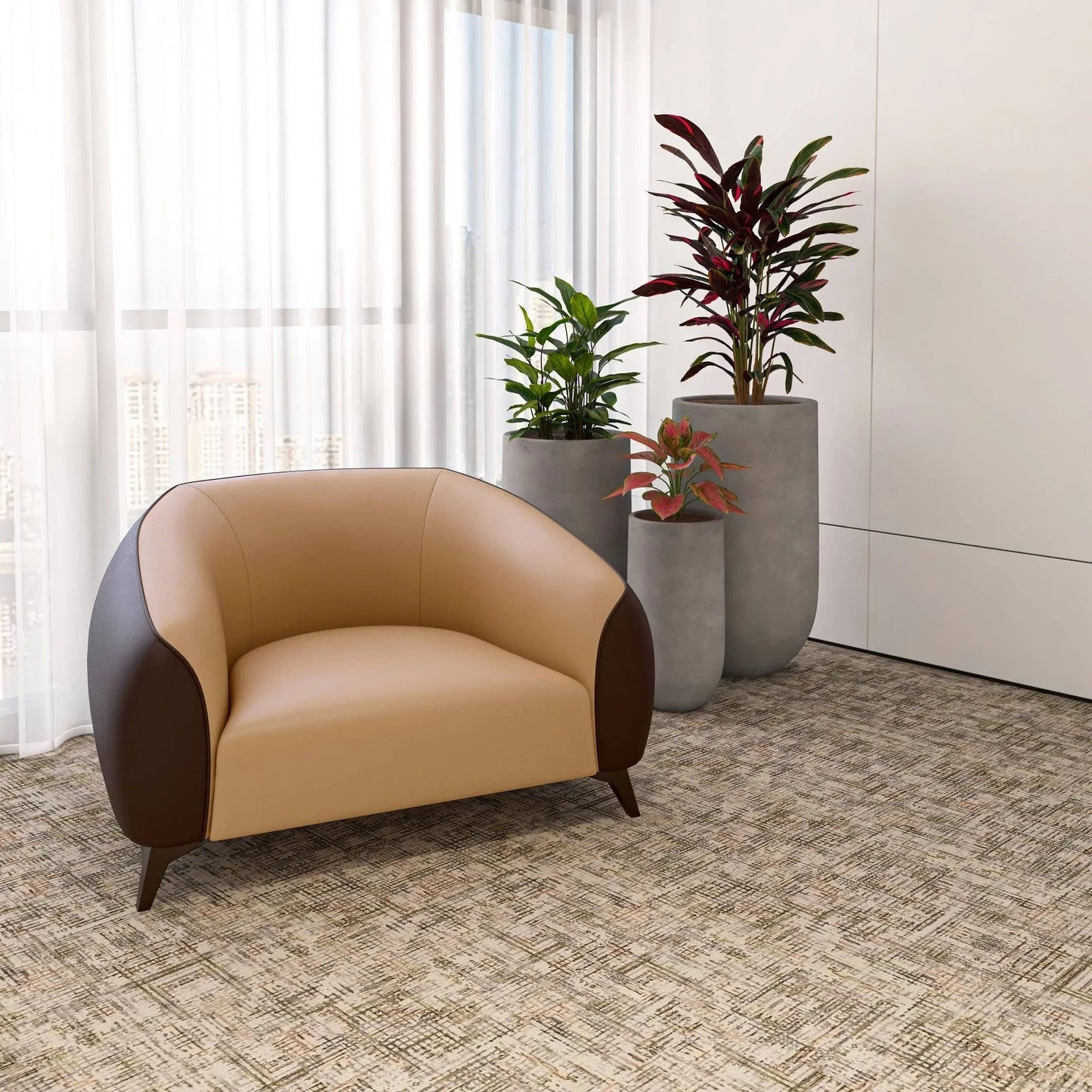 Single-Seater Leather Sofa with Stainless Steel Legs
