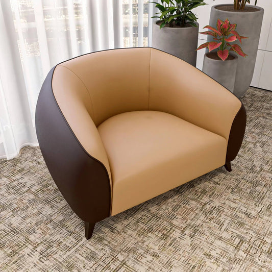 Single-Seater Leather Sofa with Stainless Steel Legs