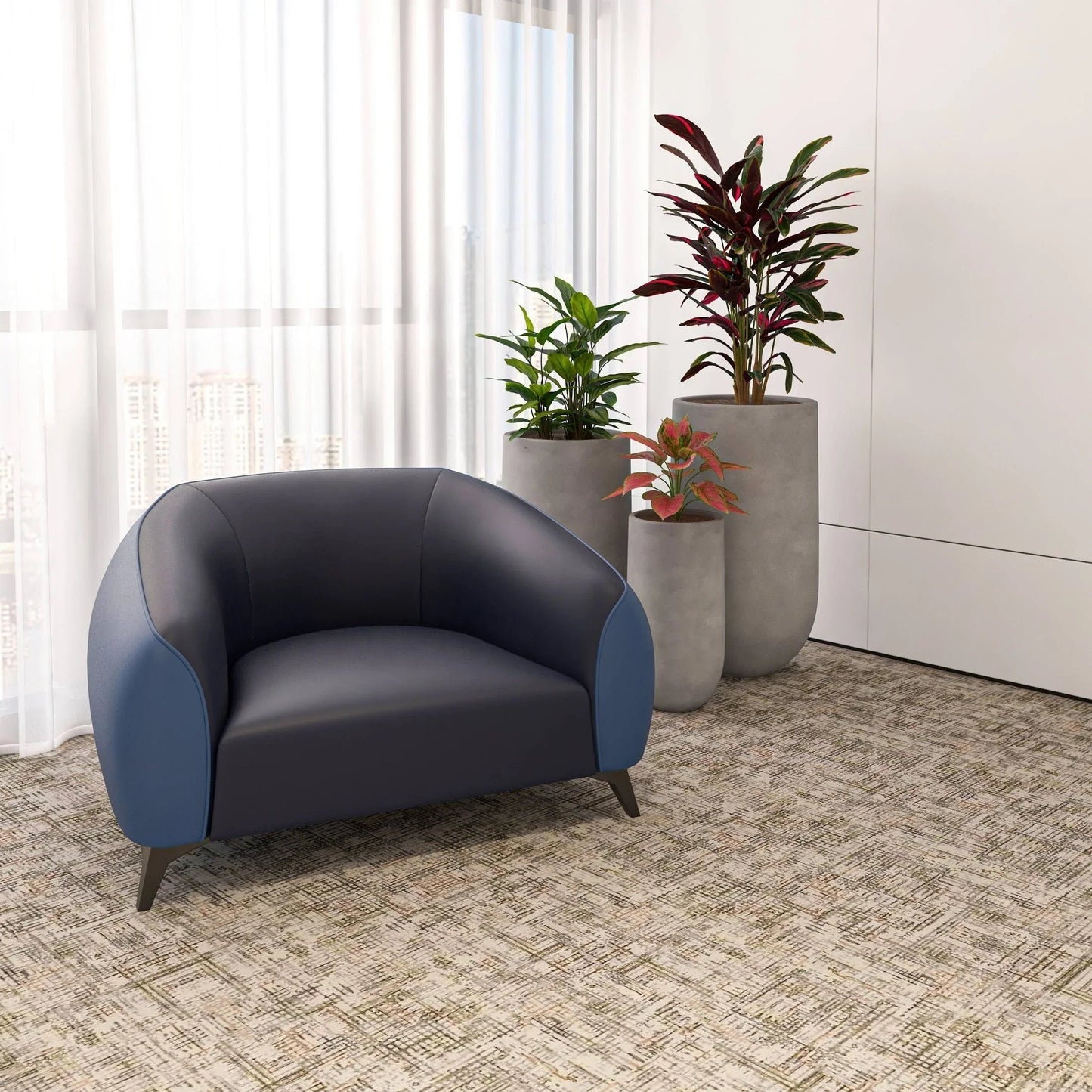 Single-Seater Leather Sofa with Stainless Steel Legs