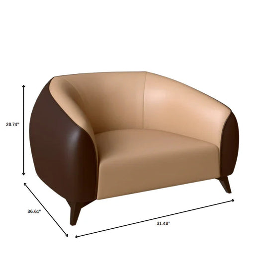 Single-Seater Leather Sofa with Stainless Steel Legs