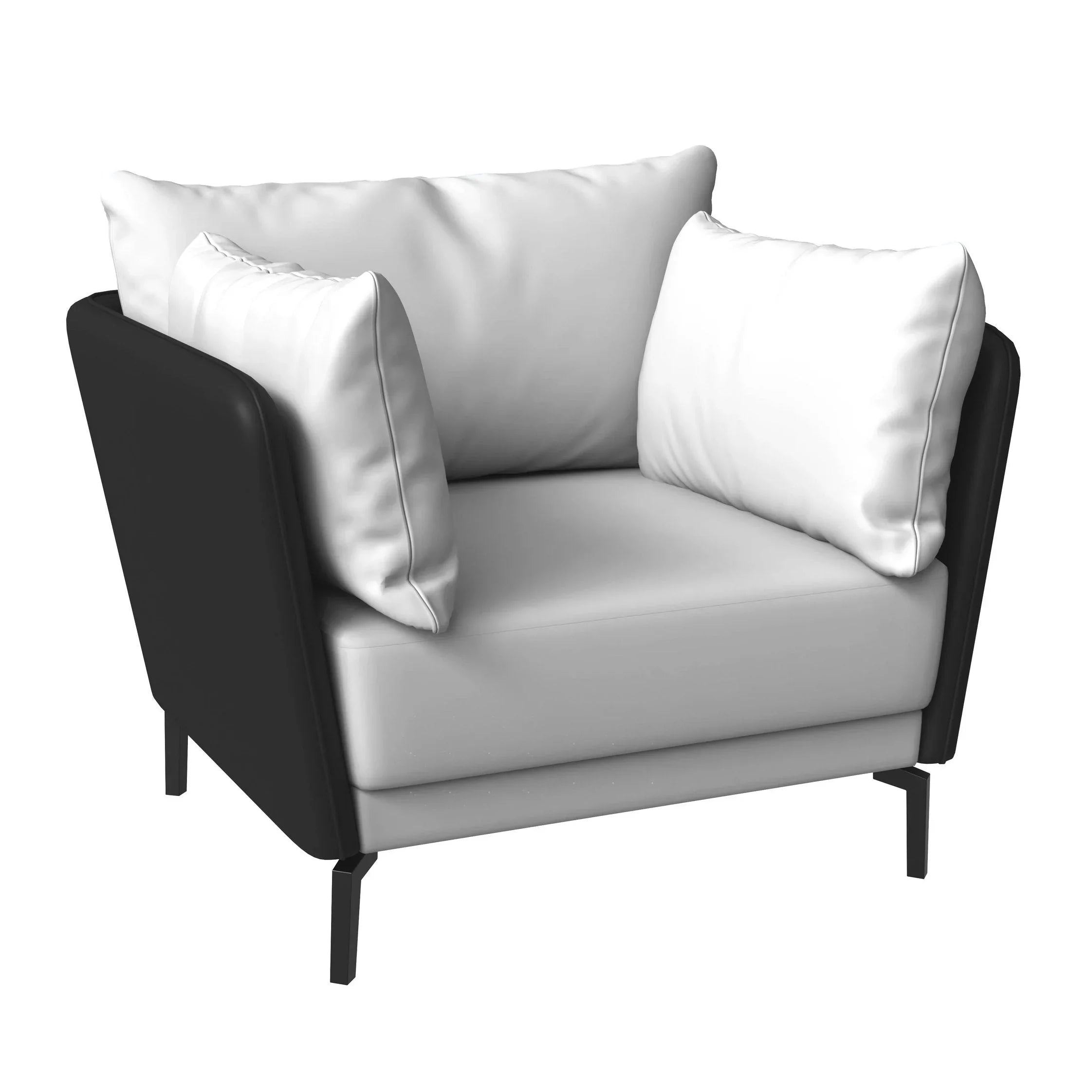 Single-Seater Leather Sofa with Stainless Steel Legs