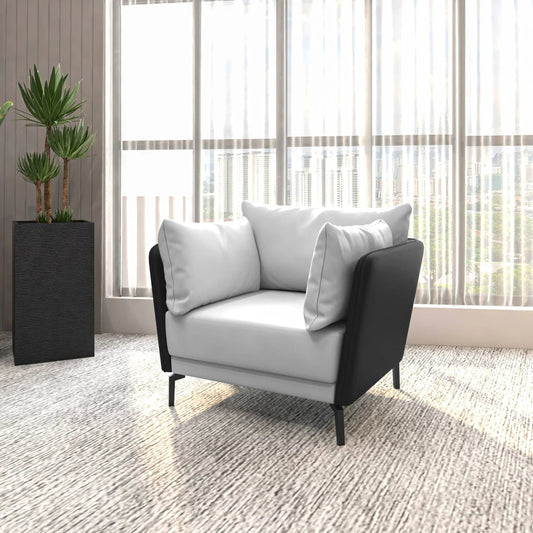 Single-Seater Leather Sofa with Stainless Steel Legs