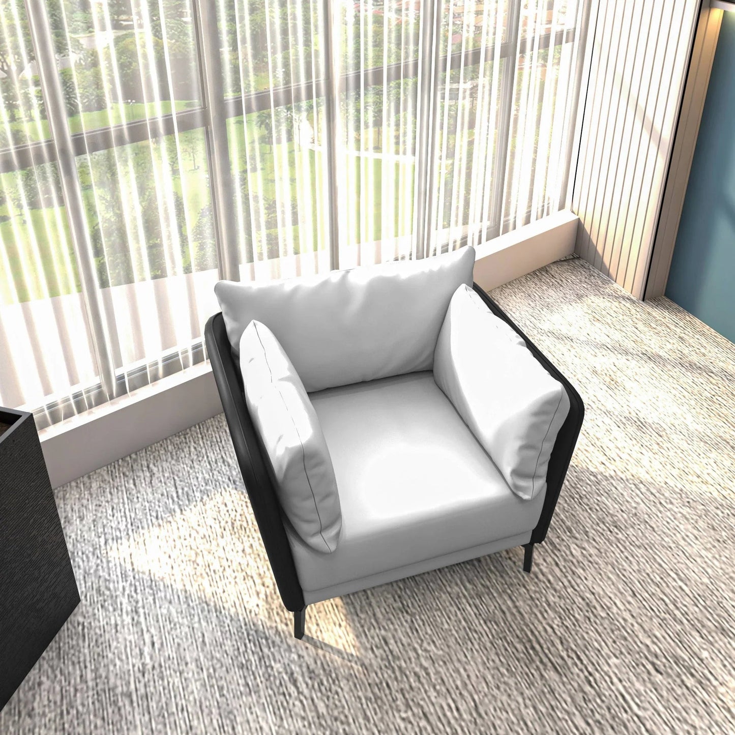Single-Seater Leather Sofa with Stainless Steel Legs